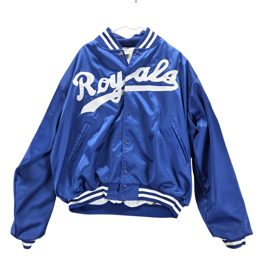 Vintage Kansas City Royals Satin Jacket Mens 2XL Blue MLB Baseball Lancer USA